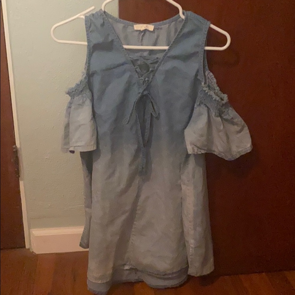 Denim Cold Shoulder Shirt